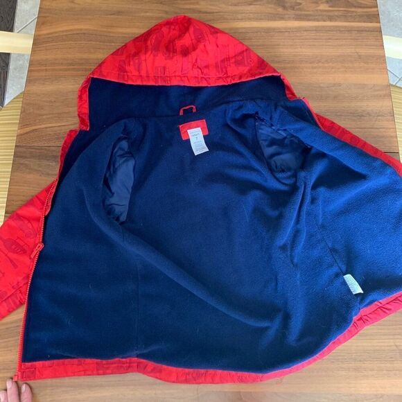 Carter's kids spring jacket, fleece lined, weather resistant, red/navy, Sz 7 - Picture 3 of 8